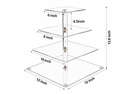 Transparenter Acrylstand des kuchen-Ausstellungsstand-löschen 4 Reihen-quadratischer kleinen Kuchens