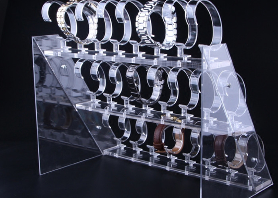 3 Reihen-transparenter Acryluhr-Ausstellungsstand für Casio-Uhr-Anzeige
