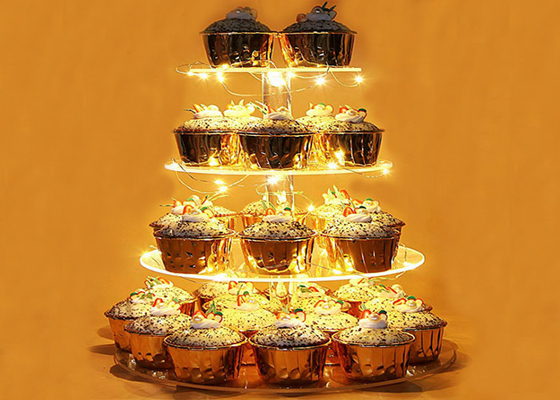 Nachtisch-Acrylkuchen-Ausstellungsstand-runder Acrylkuchen-Stand für Hochzeitsfest