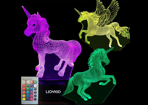 Licht-Lampe 7 der Fernbedienungs-3 des Muster-3D LED färbt das Ändern für Kinderillusion
