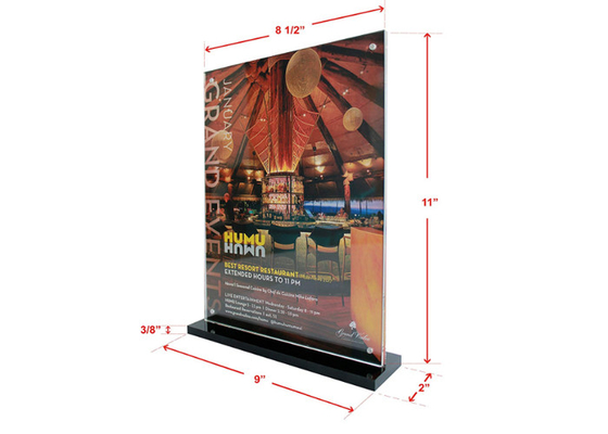 Plastik stehen Sie oben Zeichen-Halter 8,5 x 11 die Zoll-Magnet-Knopf-Schließungs-schwarze Basis