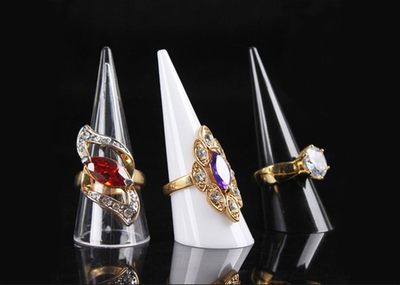 Klassischer Finger-Kegel-Acrylschmuck-Ausstellungsstand-Show-Fall transparent