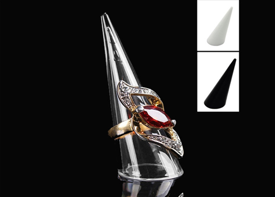 Klassischer Finger-Kegel-Acrylschmuck-Ausstellungsstand-Show-Fall transparent