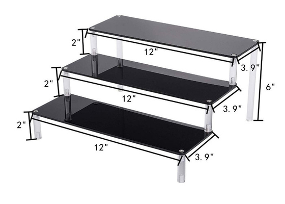 Stand-Schlagzähigkeit schwarze Acrylreihen-Acryldes kleinen kuchens des kuchen-Ausstellungsstand-3