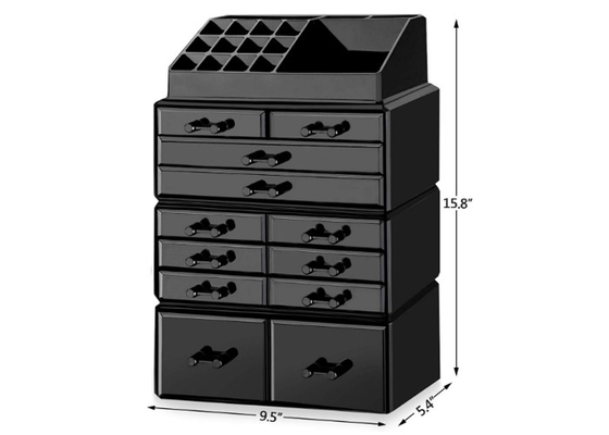 Schwarzer kosmetischer Ausstellungsstand-klarer Make-upspeicher-acrylsauerorganisator mit 12 Fächern
